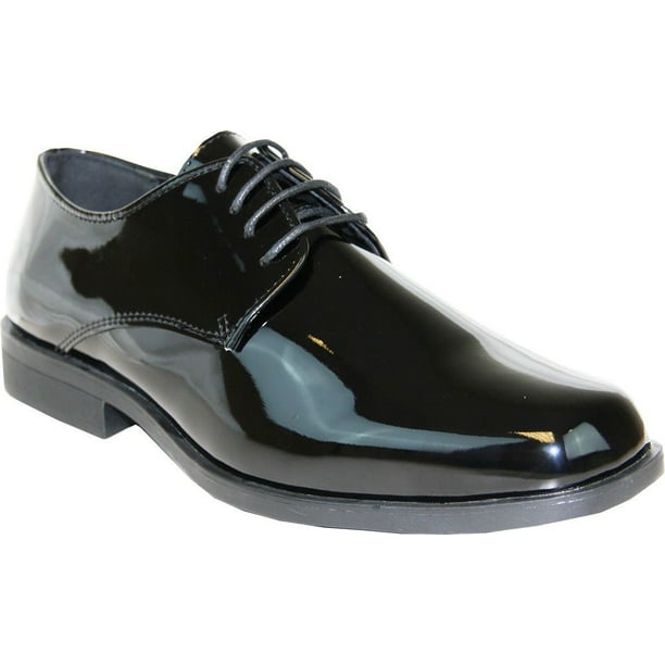 VANGELO Men Tuxedo TAB Dress Shoe for Formal Event and School Uniform Wrinke Free Material Black Matte 